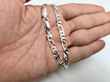 Load image into Gallery viewer, 925 Sterling Silver Thin Flat Figaro Link Chain Necklace Bracelet 6mm 7" to 30"