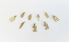 Load image into Gallery viewer, 10K Solid Yellow Gold Number Digit Charm Pendant 0-9 Diamond Cut 2 Sizes