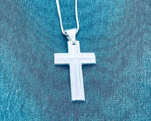Load image into Gallery viewer, 925 Sterling Silver Simple Inside Line Cross Pendant 1.2 Inch