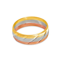 Load image into Gallery viewer, 14K Tricolor GOLD Wedding Band Ring Diamond Cut 6mm Size 5~13 With Engraving