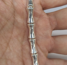 Load image into Gallery viewer, 925 Sterling Silver Stampato Bamboo Link Necklace Bracelet Italy 7mm 8" to 18"