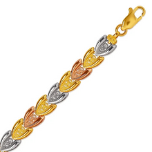 Load image into Gallery viewer, 14K Tri Color Gold Faceted Diamond Cut Bracelet 6 mm 7" Chain Brazalete tricolor