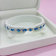 Load image into Gallery viewer, Sterling Silver Synthetic Opal Bracelet Oval & Round Links Hand Inlay