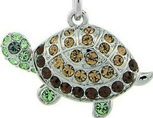 Load image into Gallery viewer, Jeweled Tortoise Turtle Key Chain Crystal Key Ring Multi Color 3 1/2 inches long