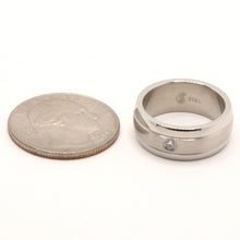 Load image into Gallery viewer, Stainless Steel Domed Two Grooves Matte Center with CZ Wedding Band Ring 8mm