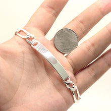 Load image into Gallery viewer, 925 Sterling Silver Personalized Custom Engraved Figaro Link ID Bracelet 8mm