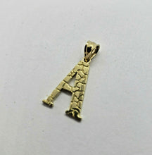 Load image into Gallery viewer, 10K Solid Yellow Gold Nugget Initial Letter Pendant Alphabet Necklace Charm