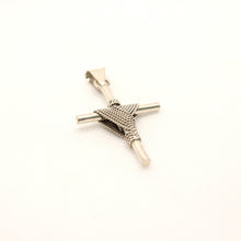 Load image into Gallery viewer, 925 Sterling Silver Rope Wrapped Cylindrical Cross Pendant