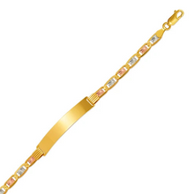 Load image into Gallery viewer, 14K Tricolor Gold Valentino ID Bracelet 7.5mm/5mm 7" 8" Engraving Available