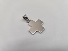 Load image into Gallery viewer, 925 Sterling Silver Flat Plain Wide Greek Cross Pendant 7/8 Inch (22mm) Tall