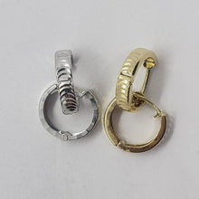 Load image into Gallery viewer, 14K Real Yellow White Gold Huggie Hoop Earrings Diamond Cut Round 11mm Men Women