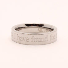 Load image into Gallery viewer, Stainless Steel Etched Song of Solomon 3:4 Bible Verse Wedding Band Ring 5mm