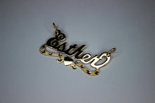 Load image into Gallery viewer, 10K Solid Yellow Gold Personalized Custom Name Pendant Charm with Heart