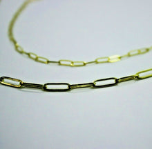 Load image into Gallery viewer, 2.2mm 3mm 14K Real Yellow Gold Paperclip Chain Necklace Bracelet 7" 8" 16"~30"