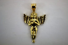 Load image into Gallery viewer, 10K Yellow Gold Angel Pendant Charm Diamond Cut 3 Sizes