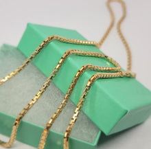 Load image into Gallery viewer, Authentic 14K Solid Yellow Gold Box Chain Necklace 1mm-2.5mm All Size 16"-30"