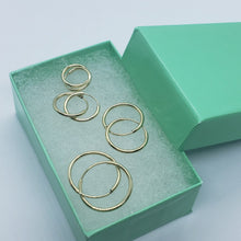 Load image into Gallery viewer, 14K Yellow White Rose Gold Hoop Round Tube Endless Backing Earrings 1.2mm Wide