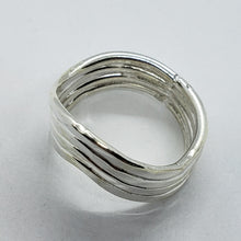 Load image into Gallery viewer, Sterling Silver Wire Wrap Ring Hammered Curves Bypass Handmade 1 1/8in Size 6~10
