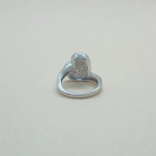 Load image into Gallery viewer, Sterling Silver Blue Synthetic Opal Sideways Heart Ring for Women CZ Accent