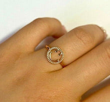 Load image into Gallery viewer, 14K Solid Rose Gold Dainty Smile Face Ring Band Handmade Women Girl Size 4~10