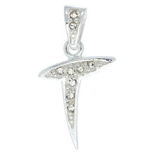 Load image into Gallery viewer, 925 Sterling Silver CZ Action Initial Letter Alphabet Pendant 3/4 Inch Wide