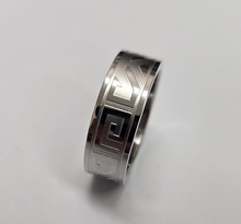 Load image into Gallery viewer, Surgical Stainless Steel Aztec Wedding Band Ring with Etched Design 8mm 7-14
