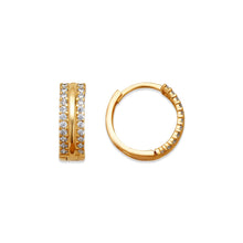 Load image into Gallery viewer, 14K Gold Hoop Earrings Sparkling Accents Elegant Huggie Hoop for Women 4.5x14mm