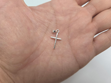 Load image into Gallery viewer, 925 Sterling Silver Smooth Rounded Bar Cross Pendant 1 Inch (25mm) Tall