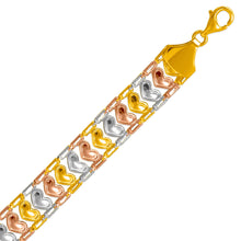 Load image into Gallery viewer, 14K Tricolor Gold Bohemian Style Gypsy Boho Hand Chain Bracelet 11mm Wide 7"~8"