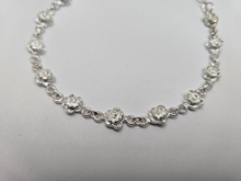 Load image into Gallery viewer, 925 Sterling Silver Anklet with Linked Rose Flower 8mm, Fits 9" to 10" Ankles