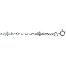 Load image into Gallery viewer, 925 Sterling Silver Oval Link Anklet with Teeny Flowers, Fits 9" to 10" Ankles