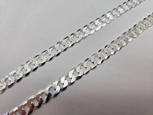Load image into Gallery viewer, 925 Sterling Silver Pave Diamond Cut Beveled Flat Curb Cuban Link Chain 8mm 8-30