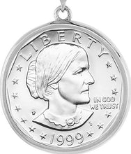 Load image into Gallery viewer, Sterling Silver Bezel Susan B Anthony Sacagawea 27 mm Coin Prong Back Round Edge