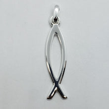 Load image into Gallery viewer, Sterling Silver Handmade Christian Fish Pendant Cut out 2 in w/out 1mm Box Chain