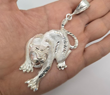 Load image into Gallery viewer, 925 Sterling Silver Growling Panther Pendant Diamond Cut 3 (75mm) Inch Tall
