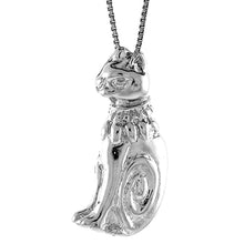 Load image into Gallery viewer, 925 Sterling Silver Egyptian Curl Sitting Cat Pendant 1 1/4 (31mm) Inch Tall
