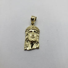 Load image into Gallery viewer, Authentic 10K Yellow Gold Diamond Cut Jesus Face Pendant 5 Sizes Left Right