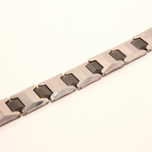 Load image into Gallery viewer, Tungsten Carbide 2-Tone Black Faceted Cushion Links Magnetic Therapy Bracelet