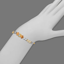 Load image into Gallery viewer, 14K Tricolor Gold 7mm Center, 1mm Ladies Bracelet High Polished Fancy Chain