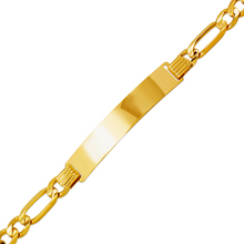 Load image into Gallery viewer, 14K Yellow Gold Figaro Concave ID Bracelet 7mm/6mm Wide 8" Engraving Available