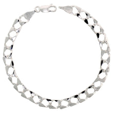 Load image into Gallery viewer, 925 Sterling Silver Flat Square Curb Link Bracelet Italy 6mm, 7" Long