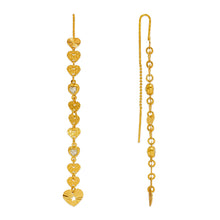 Load image into Gallery viewer, 14K Gold Dangle Threader Earrings Sparkling Accents Geometric Chain 8x69mm