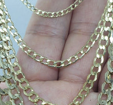 Load image into Gallery viewer, 10K Yellow Gold Hollow Cuban Curb Chain Link Necklace Bracelet 2mm 2.5mm 7"~30"