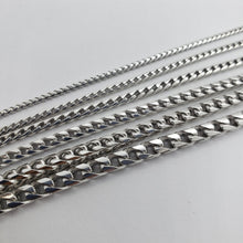 Load image into Gallery viewer, Sterling Silver Franco Chain Necklace Rhodium Finish Italy 1.5mm-4.5mm 16"-36"