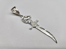 Load image into Gallery viewer, 925 Sterling Silver Sword with Horse Hilt Pendant 2 3/4 (69mm) Inch Tall