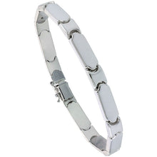 Load image into Gallery viewer, 925 Sterling Silver Stampato Bar Link Necklace Bracelet Italy 6mm 7" to 18"