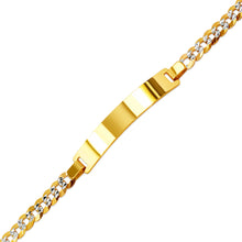 Load image into Gallery viewer, 14K White Pave Gold Curb Light ID Bracelet Chain 7mm/5mm 7" Engraving Available