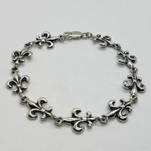 Load image into Gallery viewer, 925 Sterling Silver Fleur De Lis French Lily Bracelet Anklet 3Sizes 7.5" 8" 8.5"
