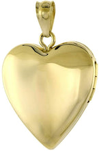 Load image into Gallery viewer, 3/4 inch 14k Gold Diamond Heart Locket Necklace for Mom with/out 2mm Rope Chain