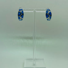 Load image into Gallery viewer, Sterling Silver Synthetic Opal Earrings Cubic Zirconia Accent